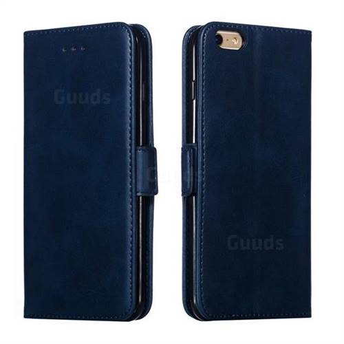 Retro Classic Calf Pattern Leather Wallet Phone Case for iPhone 6s Plus / 6 Plus 6P(5.5 inch) - Blue