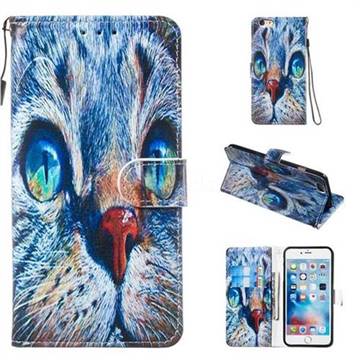 Blue Cat Smooth Leather Phone Wallet Case for iPhone 6s Plus / 6 Plus 6P(5.5 inch)
