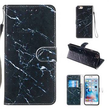 Black Marble Smooth Leather Phone Wallet Case for iPhone 6s Plus / 6 Plus 6P(5.5 inch)
