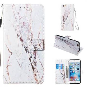 White Marble Smooth Leather Phone Wallet Case for iPhone 6s Plus / 6 Plus 6P(5.5 inch)