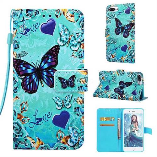 Love Butterfly Matte Leather Wallet Phone Case for iPhone 6s Plus / 6 Plus 6P(5.5 inch)