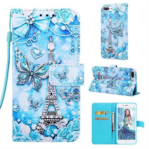 Tower Butterfly Matte Leather Wallet Phone Case for iPhone 6s Plus / 6 Plus 6P(5.5 inch)