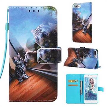 Mirror Cat Matte Leather Wallet Phone Case for iPhone 6s Plus / 6 Plus 6P(5.5 inch)
