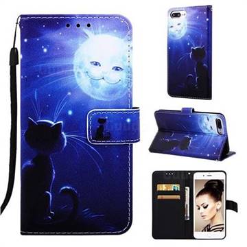 Cat and Moon Matte Leather Wallet Phone Case for iPhone 6s Plus / 6 Plus 6P(5.5 inch)