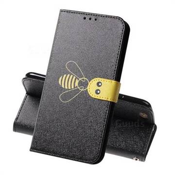 Silk Texture Bee Pattern Leather Phone Case for iPhone 6s Plus / 6 Plus 6P(5.5 inch) - Black
