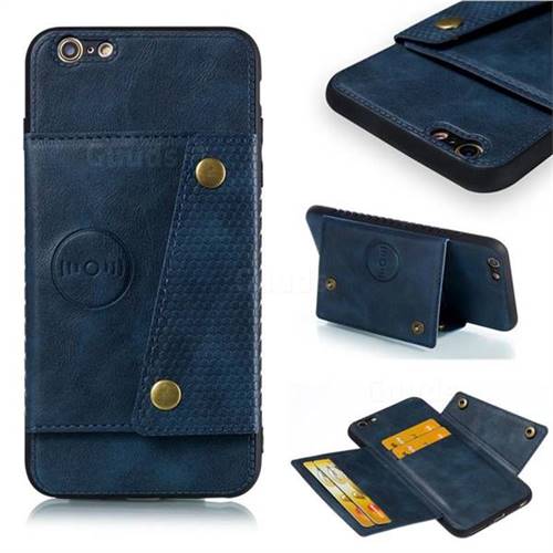 Retro Multifunction Card Slots Stand Leather Coated Phone Back Cover for iPhone 6s Plus / 6 Plus 6P(5.5 inch) - Blue