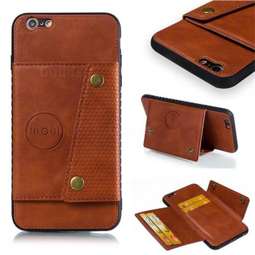 Retro Multifunction Card Slots Stand Leather Coated Phone Back Cover for iPhone 6s Plus / 6 Plus 6P(5.5 inch) - Brown