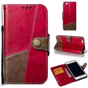 Retro Magnetic Stitching Wallet Flip Cover for iPhone 6s Plus / 6 Plus 6P(5.5 inch) - Rose Red