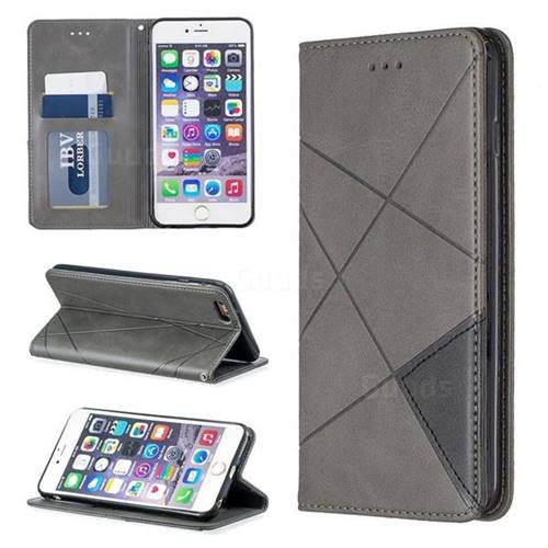 Prismatic Slim Magnetic Sucking Stitching Wallet Flip Cover for iPhone 6s Plus / 6 Plus 6P(5.5 inch) - Gray