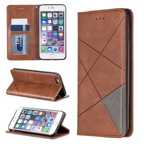 Prismatic Slim Magnetic Sucking Stitching Wallet Flip Cover for iPhone 6s Plus / 6 Plus 6P(5.5 inch) - Brown