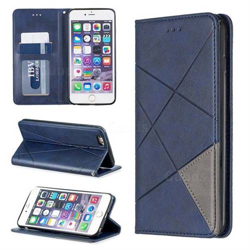 Prismatic Slim Magnetic Sucking Stitching Wallet Flip Cover for iPhone 6s Plus / 6 Plus 6P(5.5 inch) - Blue