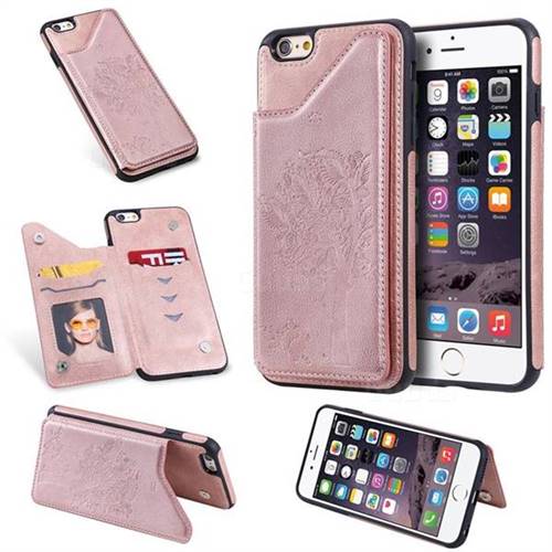 Luxury Tree and Cat Multifunction Magnetic Card Slots Stand Leather Phone Back Cover for iPhone 6s Plus / 6 Plus 6P(5.5 inch) - Rose Gold