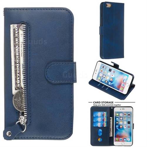 Retro Luxury Zipper Leather Phone Wallet Case For Iphone 6s Plus 6 6p 5 Inch Blue Guuds - Designer Leather Iphone 6 Plus Wallet Case