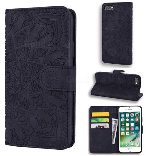 Retro Embossing Mandala Flower Leather Wallet Case for iPhone 6s Plus / 6 Plus 6P(5.5 inch) - Black