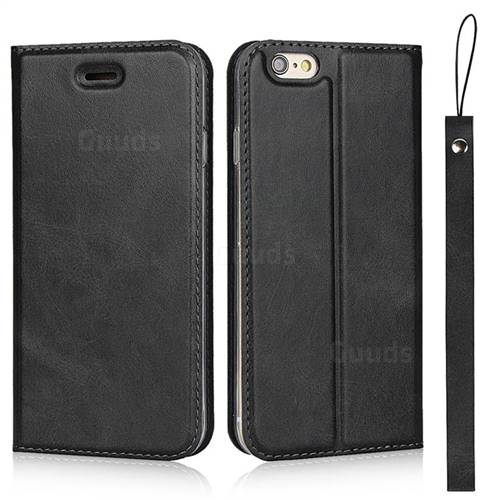 Calf Pattern Magnetic Automatic Suction Leather Wallet Case for iPhone 6s Plus / 6 Plus 6P(5.5 inch) - Black