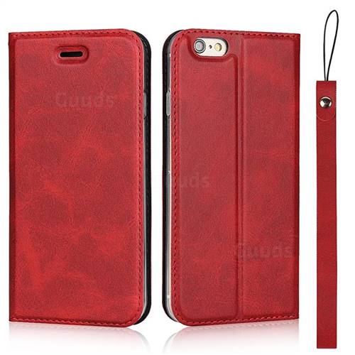 Calf Pattern Magnetic Automatic Suction Leather Wallet Case for iPhone 6s Plus / 6 Plus 6P(5.5 inch) - Red