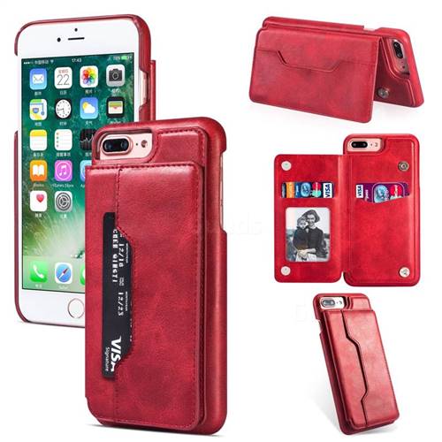 Luxury Magnetic Double Buckle Leather Phone Case for iPhone 6s Plus / 6 Plus 6P(5.5 inch) - Red