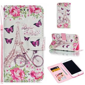 Bicycle Flower Tower 3D Painted Leather Phone Wallet Case for iPhone 6s Plus / 6 Plus 6P(5.5 inch)