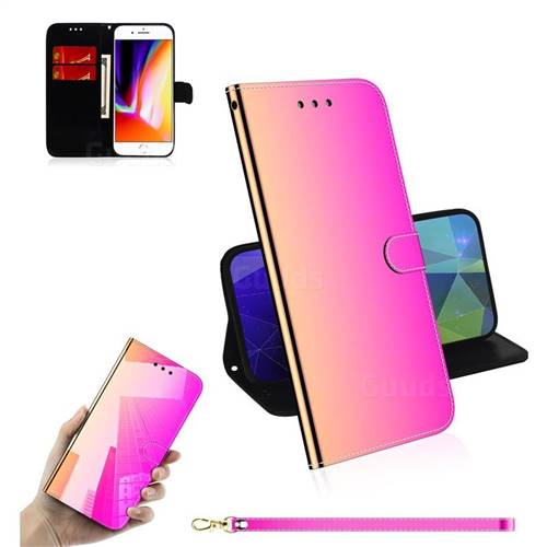 Shining Mirror Like Surface Leather Wallet Case for iPhone 6s Plus / 6 Plus 6P(5.5 inch) - Rainbow Gradient