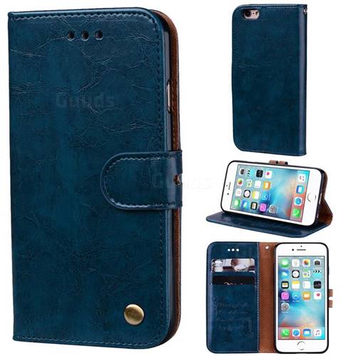 Luxury Retro Oil Wax PU Leather Wallet Phone Case for iPhone 6s Plus / 6 Plus 6P(5.5 inch) - Sapphire