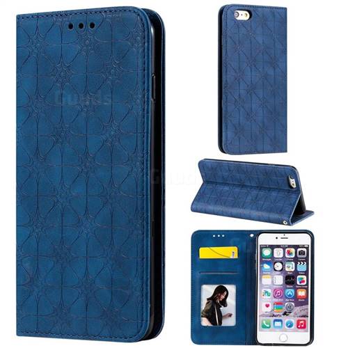 Intricate Embossing Four Leaf Clover Leather Wallet Case for iPhone 6s Plus / 6 Plus 6P(5.5 inch) - Dark Blue