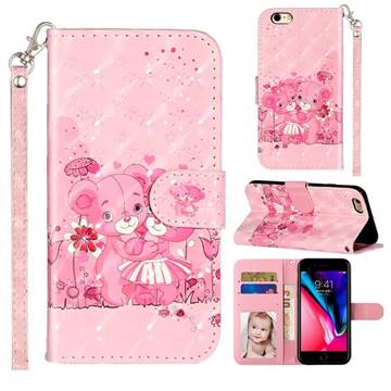Pink Bear 3D Leather Phone Holster Wallet Case for iPhone 6s Plus / 6 Plus 6P(5.5 inch)