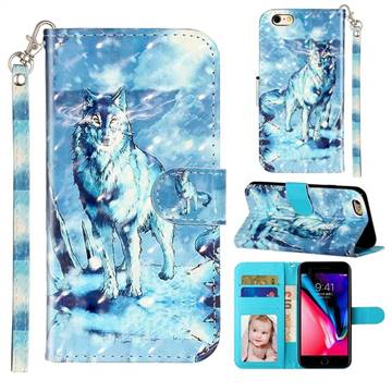 Snow Wolf 3D Leather Phone Holster Wallet Case for iPhone 6s Plus / 6 Plus 6P(5.5 inch)