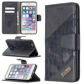 BinfenColor BF04 Color Block Stitching Crocodile Leather Case Cover for iPhone 6s Plus / 6 Plus 6P(5.5 inch) - Black