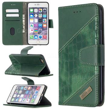 BinfenColor BF04 Color Block Stitching Crocodile Leather Case Cover for iPhone 6s Plus / 6 Plus 6P(5.5 inch) - Green