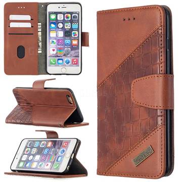 BinfenColor BF04 Color Block Stitching Crocodile Leather Case Cover for iPhone 6s Plus / 6 Plus 6P(5.5 inch) - Brown