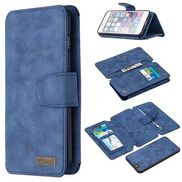 Binfen Color BF07 Frosted Zipper Bag Multifunction Leather Phone Wallet for iPhone 6s Plus / 6 Plus 6P(5.5 inch) - Blue