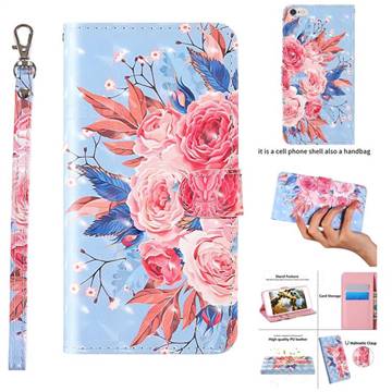 Rose Flower 3D Painted Leather Wallet Case for iPhone 6s Plus / 6 Plus 6P(5.5 inch)