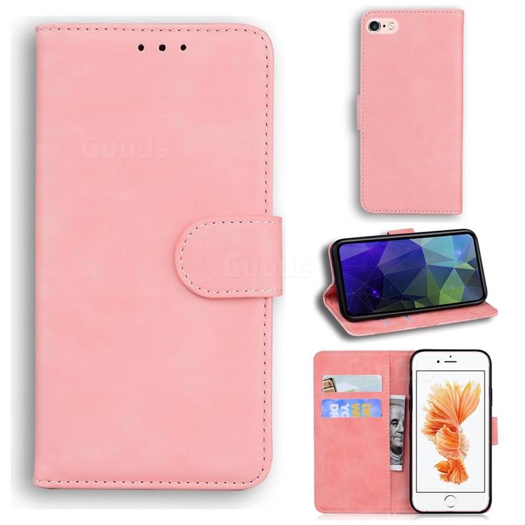 Retro Classic Skin Feel Leather Wallet Phone Case for iPhone 6s Plus / 6 Plus 6P(5.5 inch) - Pink