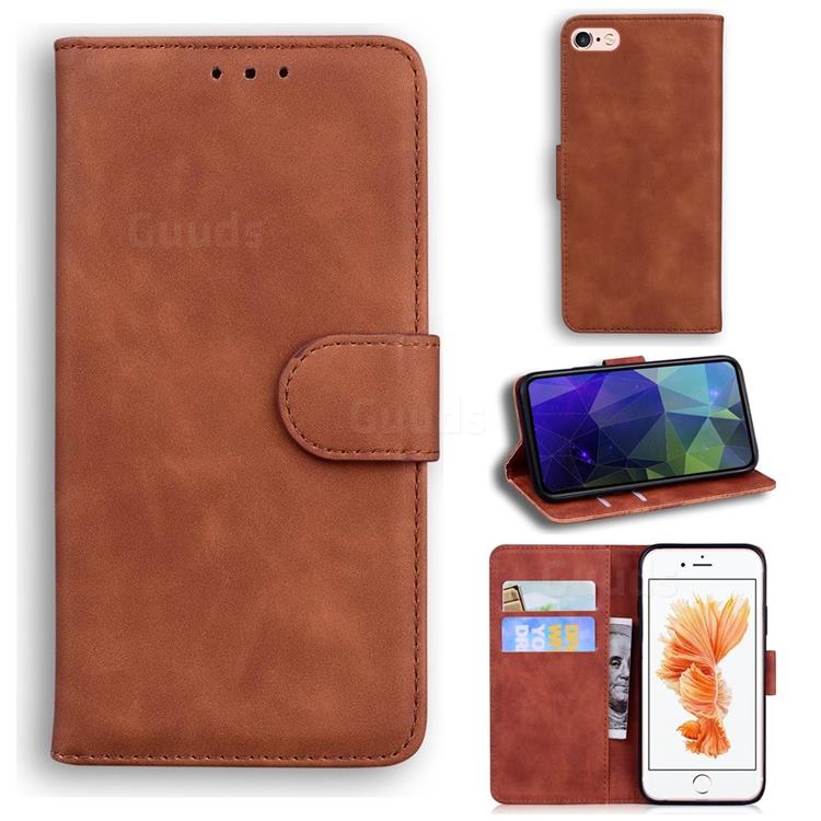 Retro Classic Skin Feel Leather Wallet Phone Case for iPhone 6s Plus / 6 Plus 6P(5.5 inch) - Brown