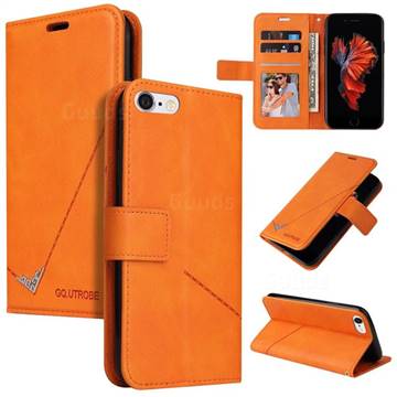 GQ.UTROBE Right Angle Silver Pendant Leather Wallet Phone Case for iPhone 6s Plus / 6 Plus 6P(5.5 inch) - Orange