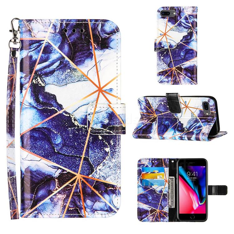 Starry Blue Stitching Color Marble Leather Wallet Case for iPhone 6s Plus / 6 Plus 6P(5.5 inch)