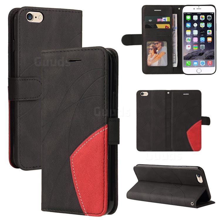 Luxury Two-color Stitching Leather Wallet Case Cover for iPhone 6s Plus / 6 Plus 6P(5.5 inch) - Black