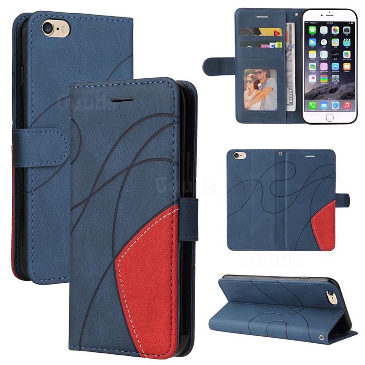 Luxury Two-color Stitching Leather Wallet Case Cover for iPhone 6s Plus / 6 Plus 6P(5.5 inch) - Blue