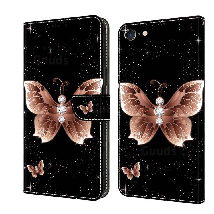 Black Diamond Butterfly Crystal PU Leather Protective Wallet Case Cover for iPhone 6s Plus / 6 Plus 6P(5.5 inch)