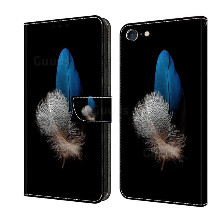 White Blue Feathers Crystal PU Leather Protective Wallet Case Cover for iPhone 6s Plus / 6 Plus 6P(5.5 inch)