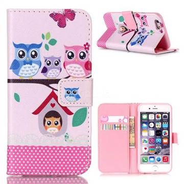 Family Owls Leather Wallet Case for iPhone 6s Plus (5.5 inch)
