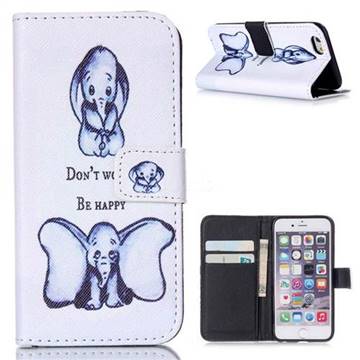 Be Happy Elephant Leather Wallet Case for iPhone 6s (4.7 inch)