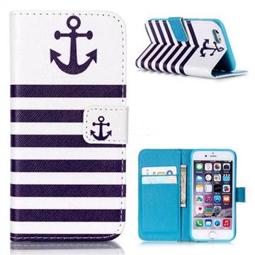 Navy Anchor Leather Wallet Case for iPhone 6s (4.7 inch)