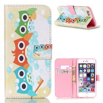 Soap Bubbles Owls Leather Wallet Case for iPhone 6s (4.7 inch)