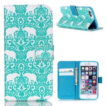 Elephants Tribal Leather Wallet Case for iPhone 6s (4.7 inch)