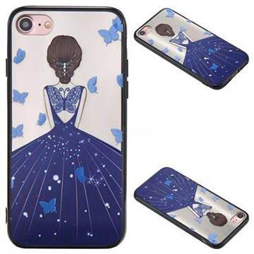Blue Butterfly Goddess Korean Brushed Mirror 2 in 1 Back Cover for iPhone 8 / 7 8G 7G(4.7 inch)