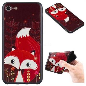 Red Fox 3D Embossed Relief Black TPU Back Cover for iPhone 8 / 7 8G 7G(4.7 inch)