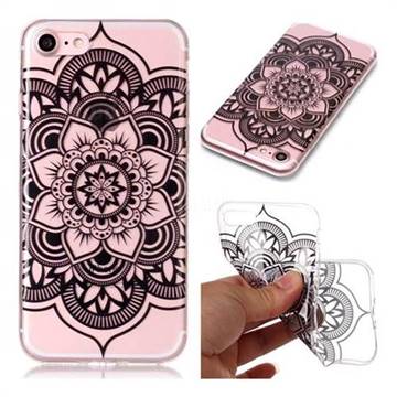 Black Mandala Flower Super Clear Soft TPU Back Cover for iPhone 8 / 7 (4.7 inch)