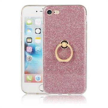 Luxury Soft TPU Glitter Back Ring Cover with 360 Rotate Finger Holder Buckle for iPhone 8 / 7 (4.7 inch) - Pink
