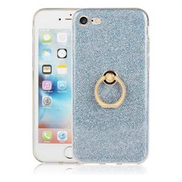 Luxury Soft TPU Glitter Back Ring Cover with 360 Rotate Finger Holder Buckle for iPhone 8 / 7 (4.7 inch) - Blue